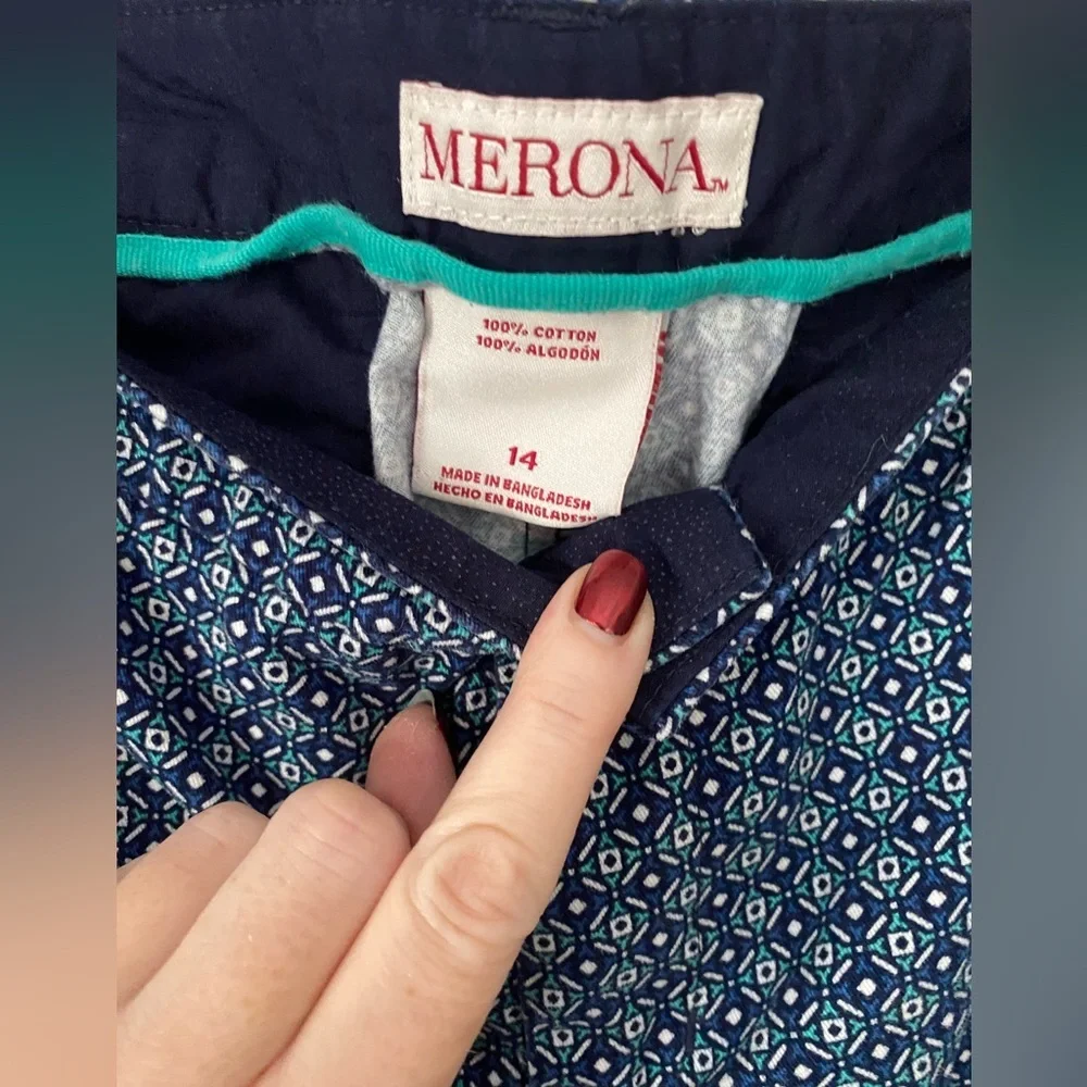 Merona Multi Colored Patterned Shorts Size 14 - Picture 2 of 3